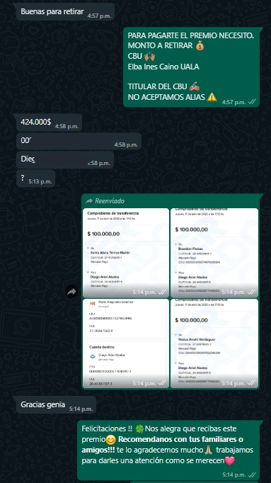 Comprobante de pago de $ 420.000,00