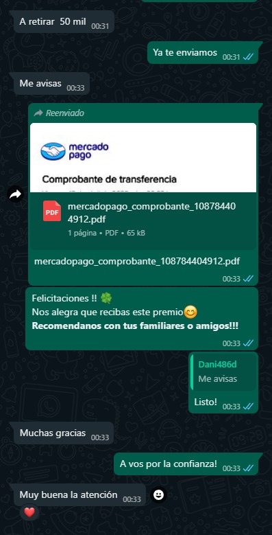 Comprobante de pago de $ 50.000,00